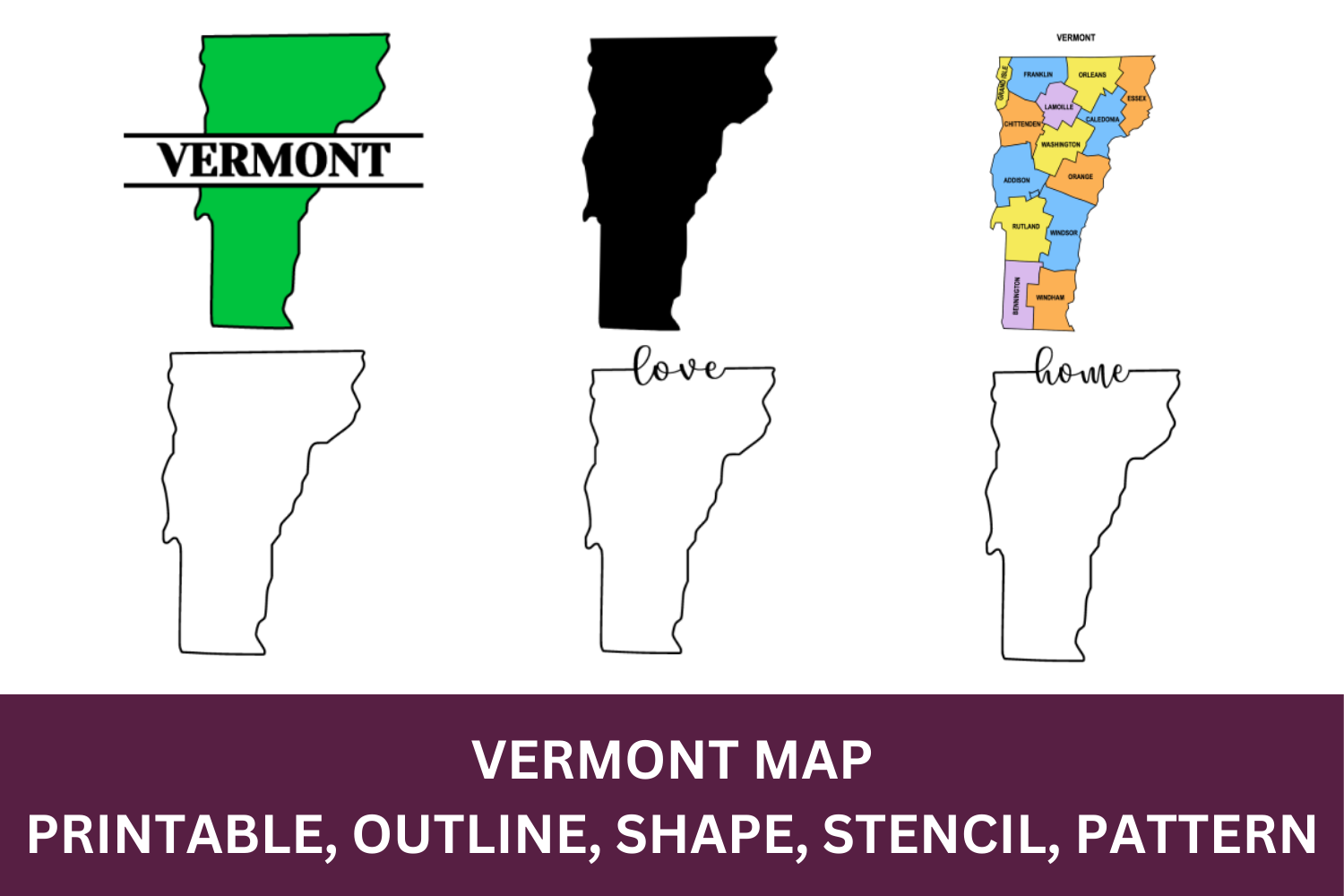 Vermont Map Outline Printable State Shape Stencil Pattern Outline Printable State Shape Stencil Pattern