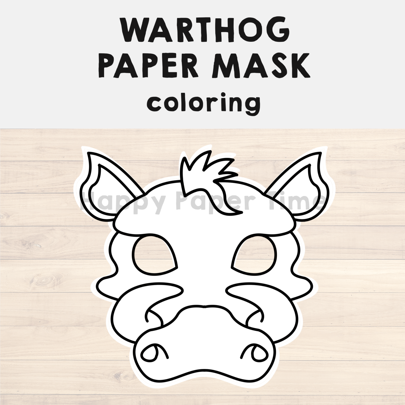 Warthog Paper Mask Printable Africa Animal Coloring Craft Activity Template Made By Teachers