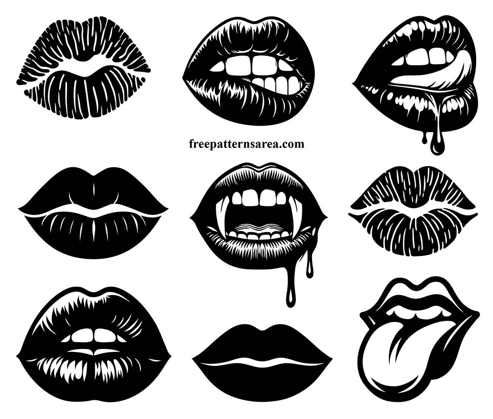 Free Printable Kiss Lips Stencils