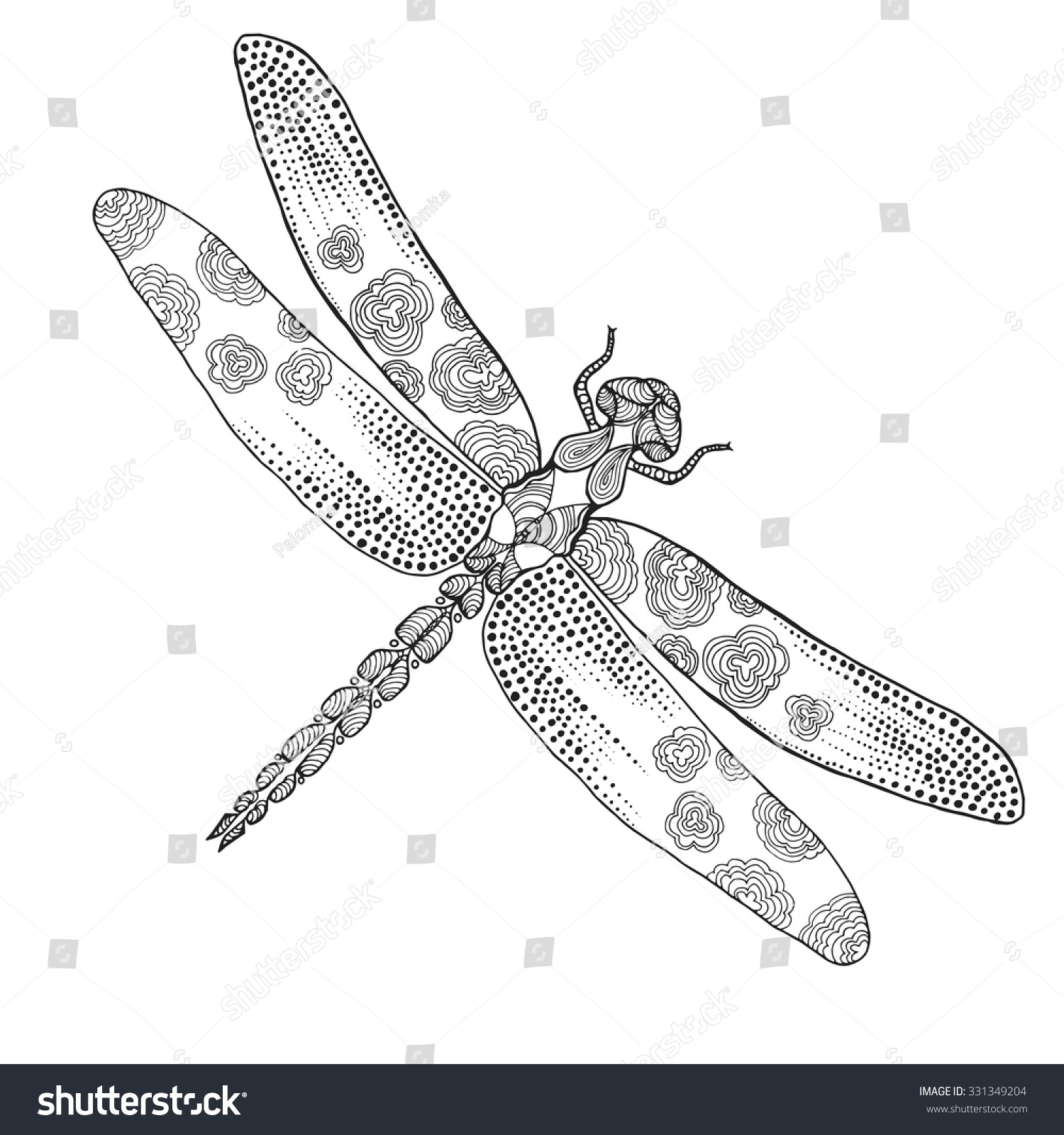 Zentangle Stylized Dragonfly Ethnic Patterned Vector Stock Vector Royalty Free 331349204 Shutterstock
